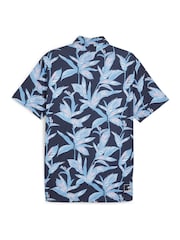 Puma x PALM TREE Blue CREW Mens Golf Polo Shirt - Image 6 of 6