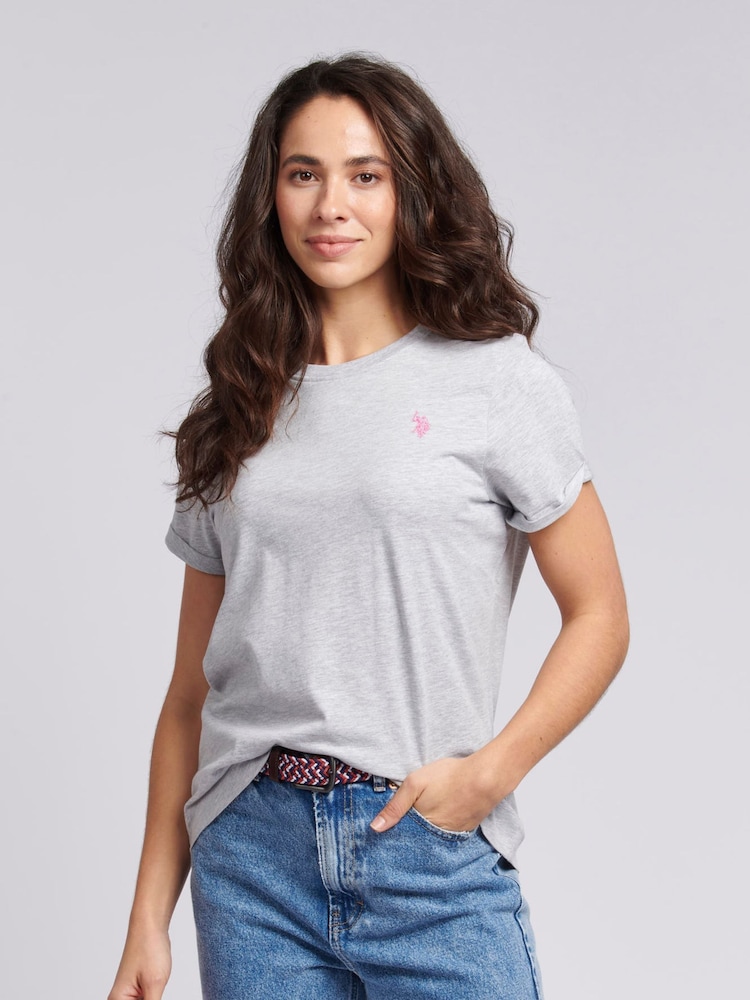 U.S. Polo Assn. Grey Womens Crew Neck Double Horsemen T-Shirt - Image 1 of 6 U.S. Polo Assn. Grey Womens Crew Neck Double Horsemen T-Shirt - Image 1 of 6