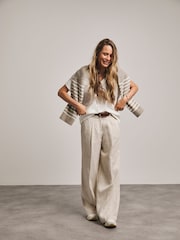 JD Williams Natural Anthology 100% Linen Wide Leg Trousers - Image 3 of 4