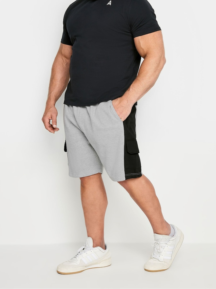 BadRhino Big & Tall Grey 100% Cotton Jersey Cargo Shorts - Image 1 of 4