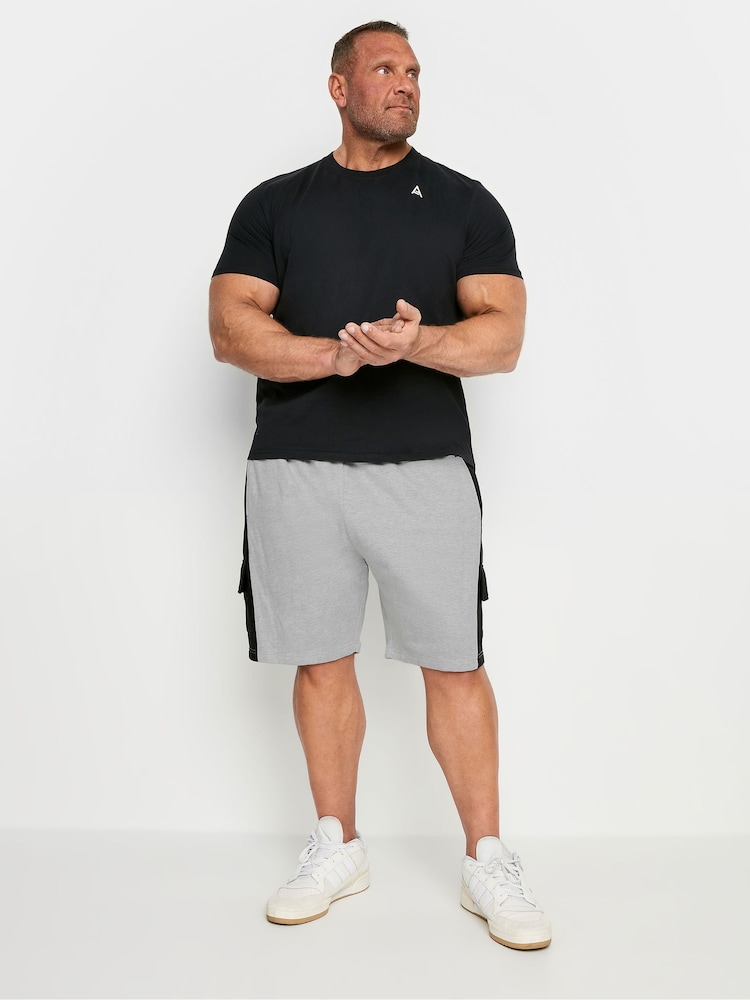 BadRhino Big & Tall Grey 100% Cotton Jersey Cargo Shorts - Image 2 of 4