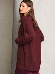 Lipsy Red Knitted Honeycomb Longline Cardigan - Image 2 of 4