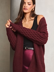 Lipsy Red Knitted Honeycomb Longline Cardigan - Image 4 of 4