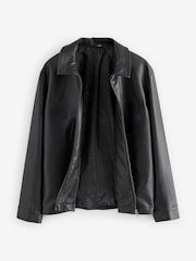 Black EDIT Faux Leather Harrington Jacket - Image 6 of 9