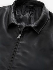 Black EDIT Faux Leather Harrington Jacket - Image 7 of 9