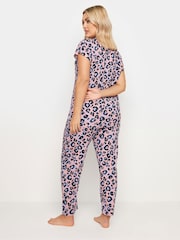 Yours Curve Pink Leopard Print 100% Cotton Button Through Pyjamas Set - Image 2 of 5