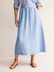 Boden Blue Florence Linen Midi Skirt - Image 2 of 5