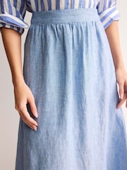 Boden Blue Florence Linen Midi Skirt - Image 4 of 5