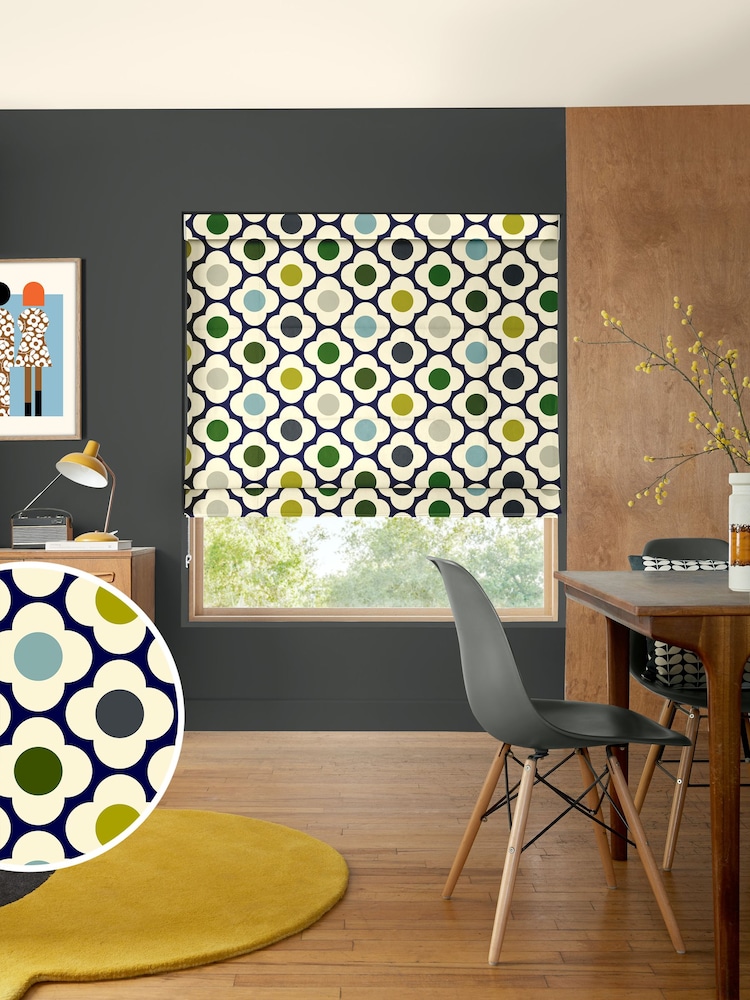 Orla Kiely Blue Multi Spot Flower Made to Measure 100% Cotton Roman Blind - Image 1 of 6