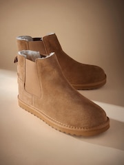 Tan Brown Suede Boots Slippers - Image 4 of 5