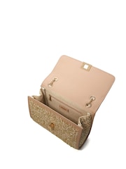 Dune London Gold Delphinium Raffia Turnlock Shoulder Bag - Image 5 of 6