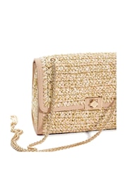Dune London Gold Delphinium Raffia Turnlock Shoulder Bag - Image 6 of 6