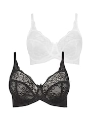 Pack de 2 sujetadores de encaje elástico sin relleno con aros de Yours Curve - Imagen 4 de 4