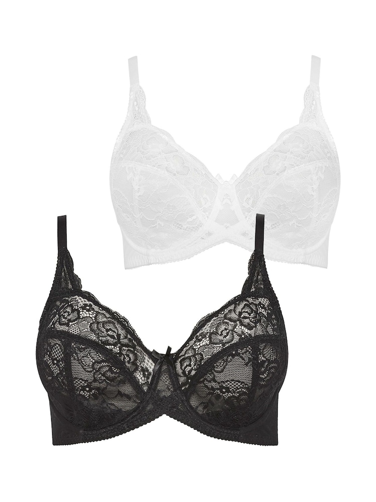 Pack de 2 sujetadores de encaje elástico sin relleno con aros de Yours Curve - Imagen 4 de 4