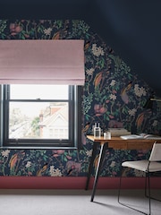 Graham & Brown Blue Clavering Birds Night Wallpaper Sample - Image 1 of 3