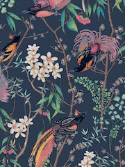 Graham & Brown Blue Clavering Birds Night Wallpaper Sample - Image 2 of 3