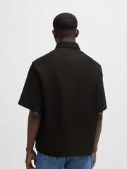 Синий - HUGO Loose Fit 100% Cotton Twill Logo Patch Shirt - Изображение 3 из 6