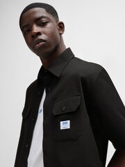 Синий - HUGO Loose Fit 100% Cotton Twill Logo Patch Shirt - Изображение 4 из 6