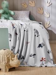 Grey Dinosaur Super Soft Fleece Blanket - Image 1 of 3
