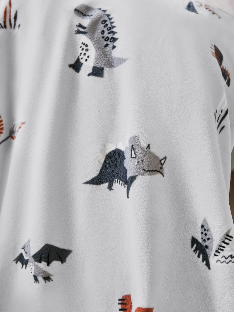 Grey Dinosaur Super Soft Fleece Blanket - Image 3 of 3