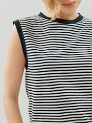 Albaray Stripe 100% Cotton Black Tank Top - Image 3 of 4