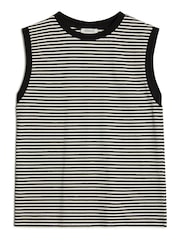 Albaray Stripe 100% Cotton Black Tank Top - Image 4 of 4