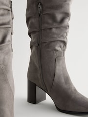 Grey Forever Comfort® Knee High Slouch Block Heeled Boots - Image 5 of 7