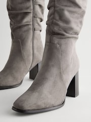 Grey Forever Comfort® Knee High Slouch Block Heeled Boots - Image 6 of 7