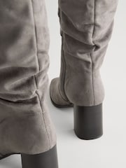 Grey Forever Comfort® Knee High Slouch Block Heeled Boots - Image 7 of 7