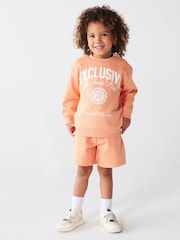 River Island Coral Mini Boys Varsity Sweat Short Set - Image 1 of 3