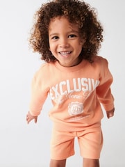 River Island Coral Mini Boys Varsity Sweat Short Set - Image 3 of 3