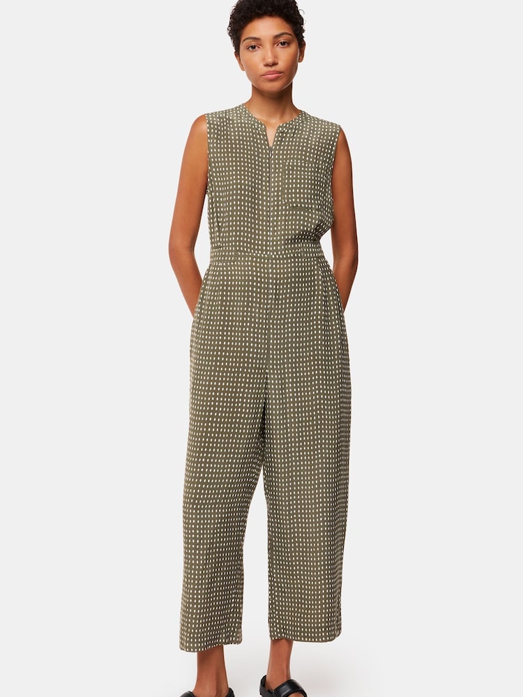 Whistles Green Oval Spot Josie Jumpsuit - Image 1 of 5 Whistles Green Oval Spot Josie Jumpsuit - Image 1 of 5