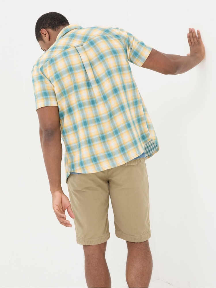 FatFace Yellow Short Sleeve Chatley Check Shirt - Image 2 of 5 FatFace Yellow Short Sleeve Chatley Check Shirt - Image 2 of 5