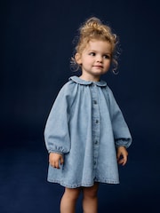 Blue Denim Print 100% Cotton Shirt Dress (3mths-8yrs) - Image 1 of 8