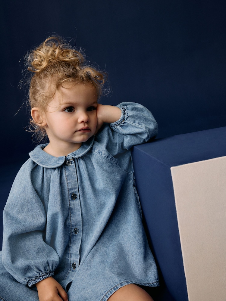Blue Denim Print 100% Cotton Shirt Dress (3mths-8yrs) - Image 2 of 8