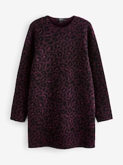 Punainen marja - Leopard Eläninkuosi Pitkä hiha Lyhyt lahje Knitted Shift Neulepusero Mekko - Kuva 5 / 6