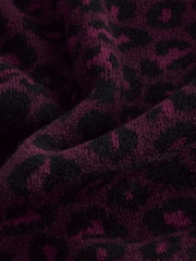 Punainen marja - Leopard Eläninkuosi Pitkä hiha Lyhyt lahje Knitted Shift Neulepusero Mekko - Kuva 6 / 6