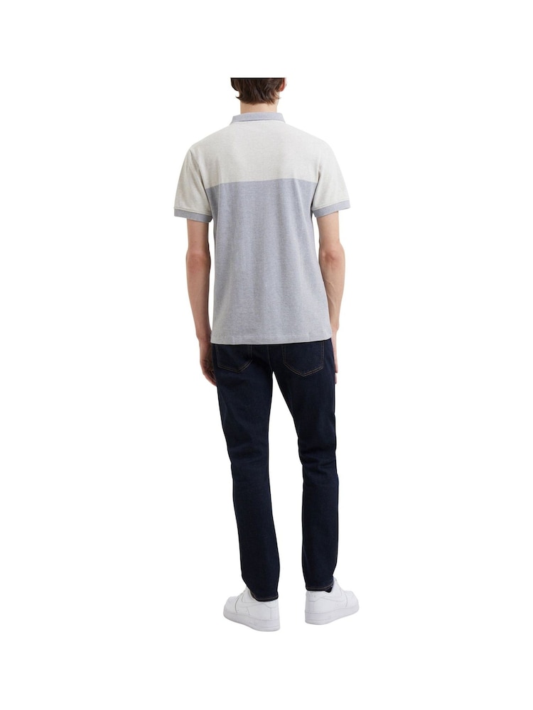 French Connection Blue Engineered Pique Polo Shirt - Image 2 of 3 French Connection Blue Engineered Pique Polo Shirt - Image 2 of 3