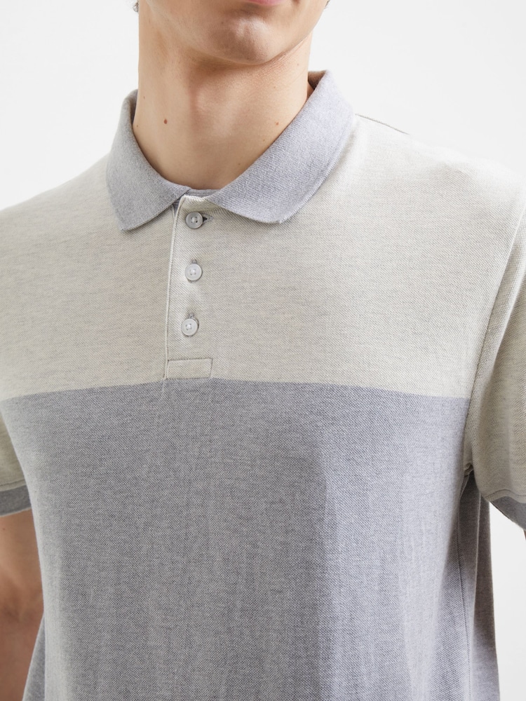 French Connection Blue Engineered Pique Polo Shirt - Image 3 of 3
