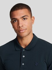 Lyle & Scott Navy Blue Tonal Eagle Polo Shirt - Image 4 of 5