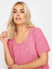Yours Curve Pink Broderie Anglaise Blouses - Image 4 of 4