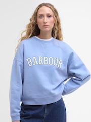Barbour® Blue Silverdale Varsity Logo Sweatshirt - Image 4 of 6