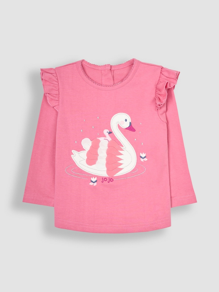 JoJo Maman Bébé Rose Swan Applique Top - Image 1 of 3