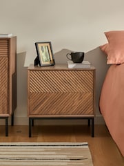 Dark Natural Marlow Oak Effect 2 Drawer Bedside Table - Image 1 of 7