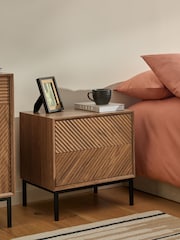 Dark Natural Marlow Oak Effect 2 Drawer Bedside Table - Image 2 of 7