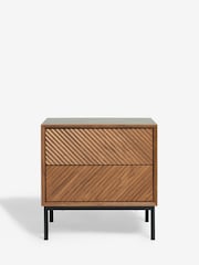 Dark Natural Marlow Oak Effect 2 Drawer Bedside Table - Image 5 of 7