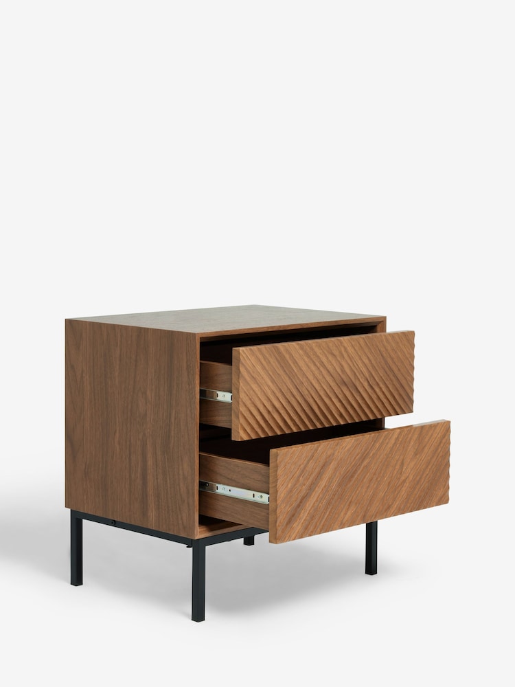 Dark Natural Marlow Oak Effect 2 Drawer Bedside Table - Image 7 of 7