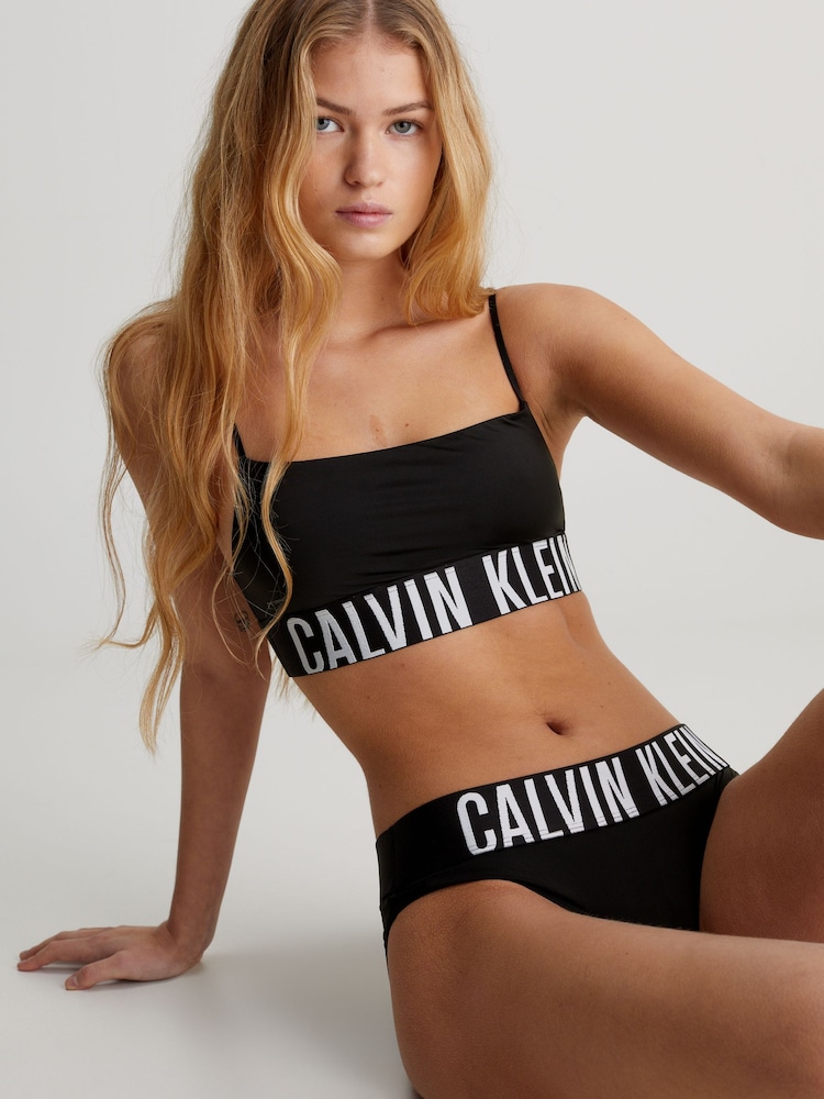 Calvin Klein Black Single Slogan Bikini Knickers - Image 1 of 3