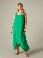 Live Unlimited Green Curve Ladder Trim Hanky Hem Midi Dress - Image 1 of 5