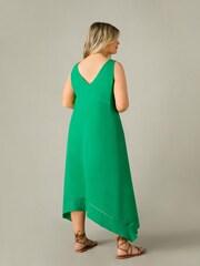 Live Unlimited Green Curve Ladder Trim Hanky Hem Midi Dress - Image 2 of 5